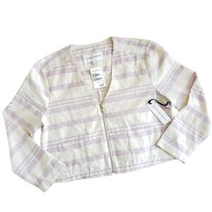 CUPCAKES AND CASHMERE cropped striped lightweight jacket blazer Size Large NEW